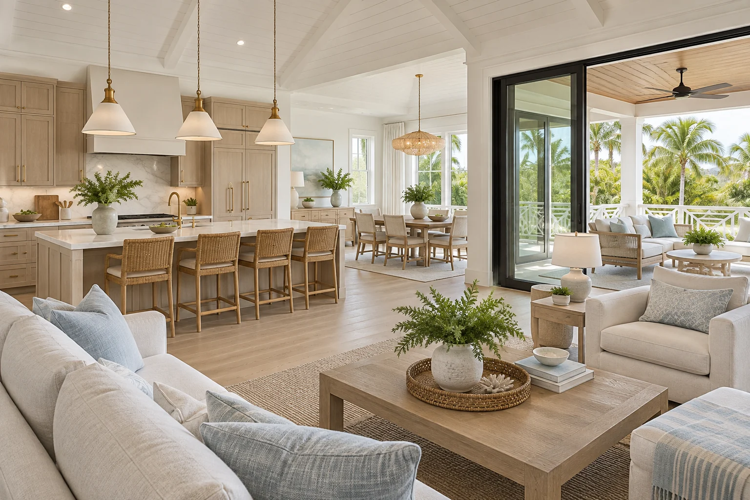 The Island kitchen and main living interior design inspiration